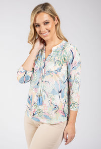 Sara Leaf Print Blouse