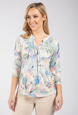 Sara Leaf Print Blouse