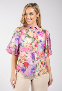 Floral Balloon Sleeve Blouse