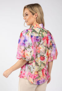 Floral Balloon Sleeve Blouse