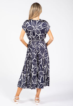 Plisse Pleated Wrap Midi Dress