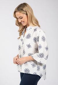 Floral Linen Look Blouse