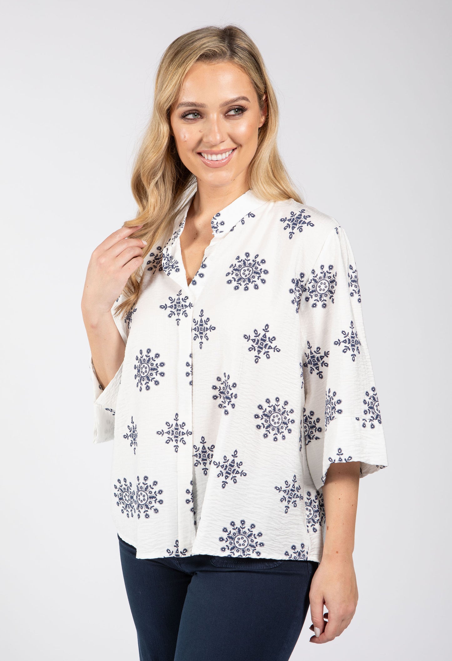 Floral Linen Look Blouse