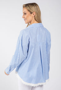 Broderie Anglaise Trim Striped Shirt