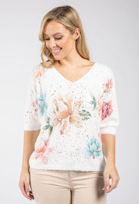 Floral Print Lux Alpaca Knit Jumper