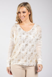 Gold Foil Detail Crochet Jumper