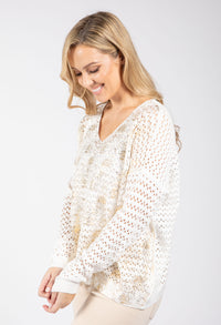 Gold Foil Detail Crochet Jumper