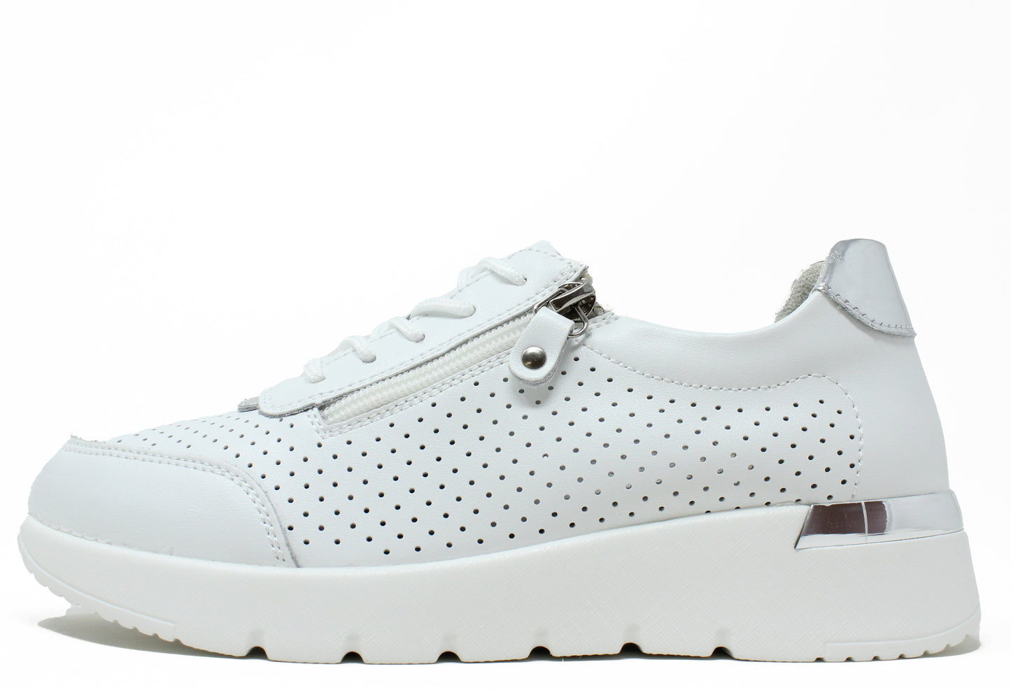 Laser Cut White Trainer