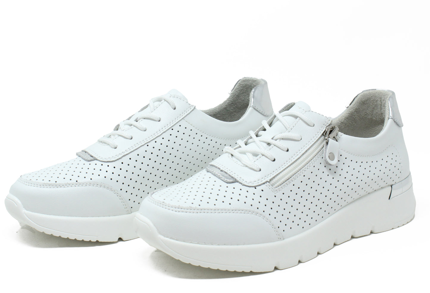 Laser Cut White Trainer
