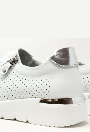 Laser Cut White Trainer