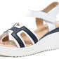 white and navy wedge