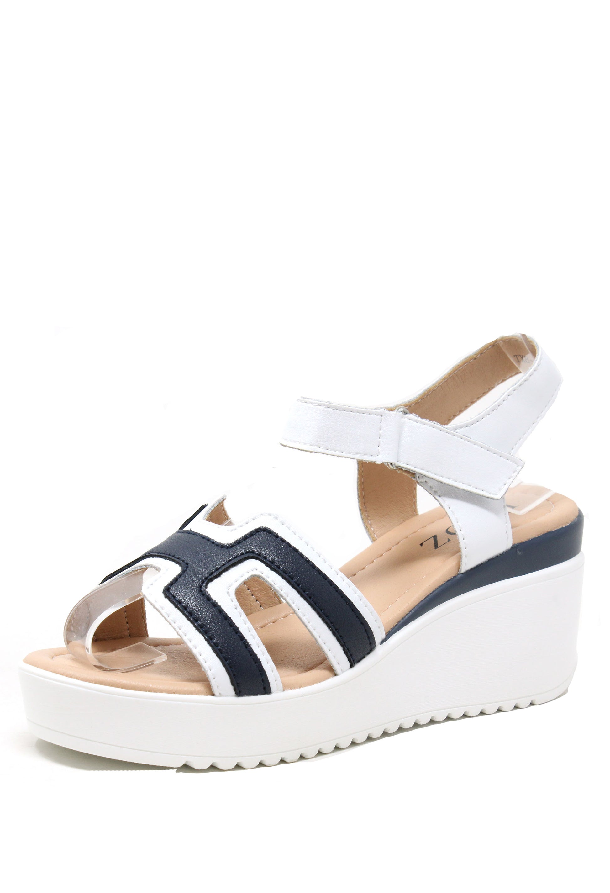 navy and white wedge