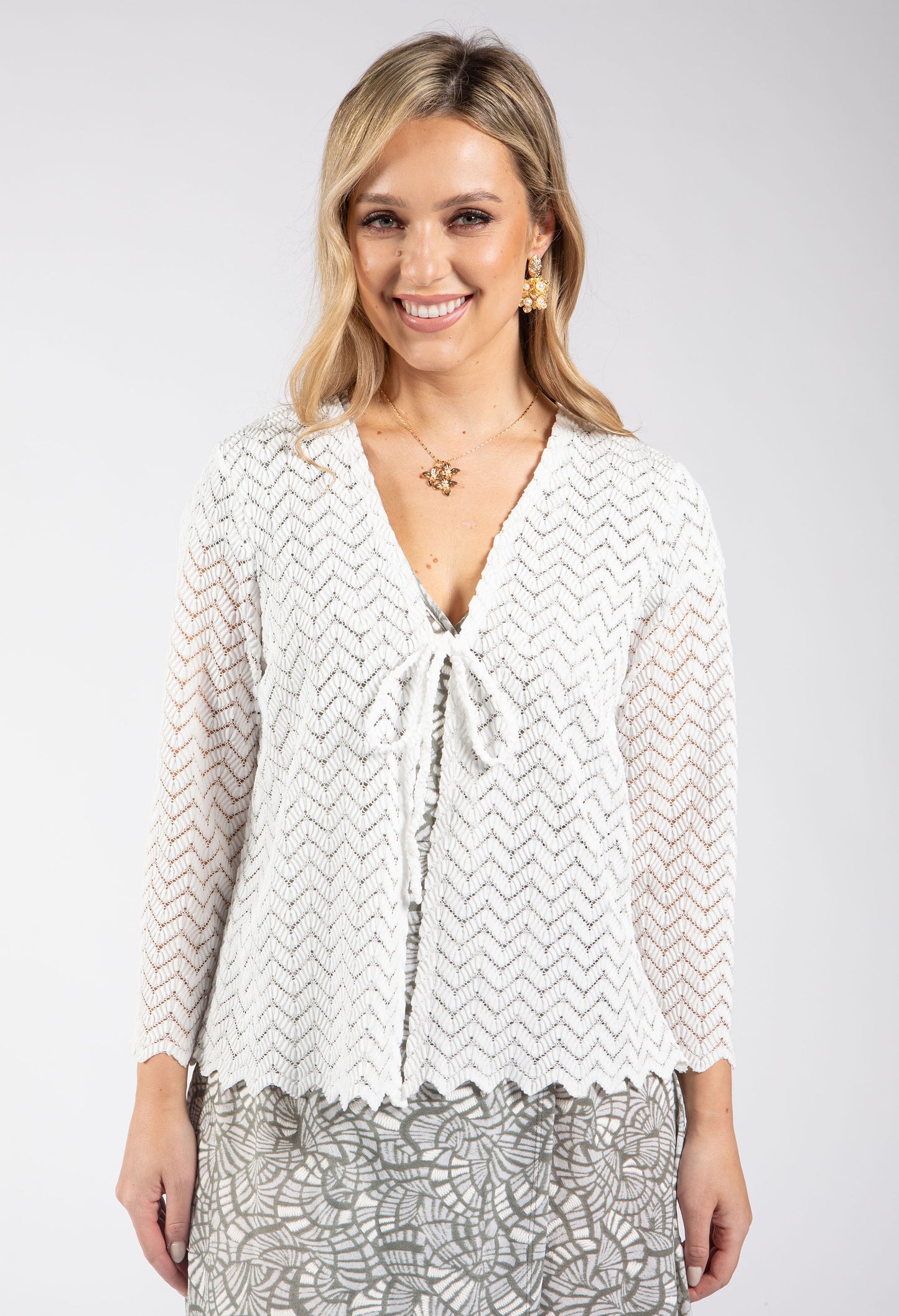 white cardigan