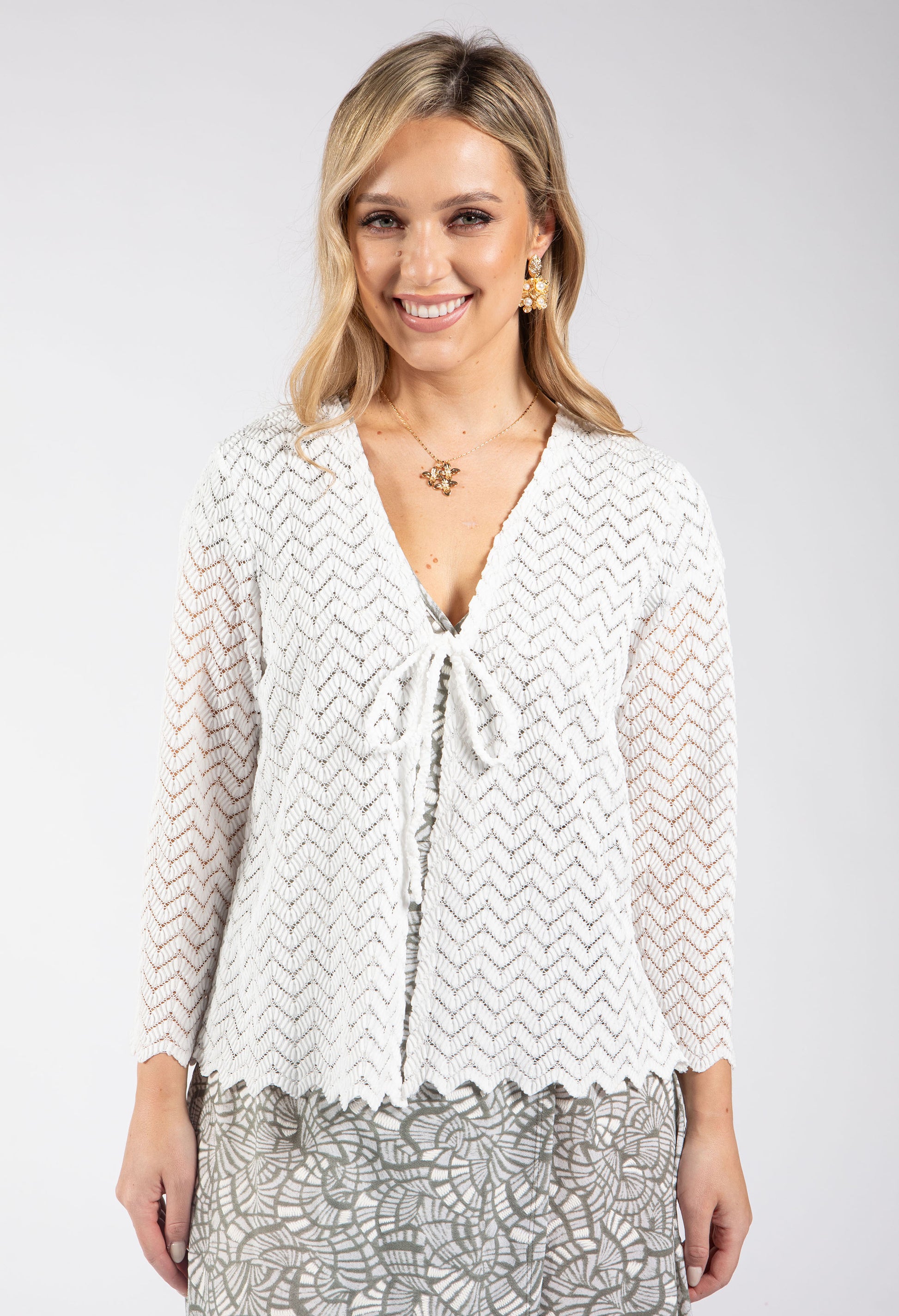 white cardigan