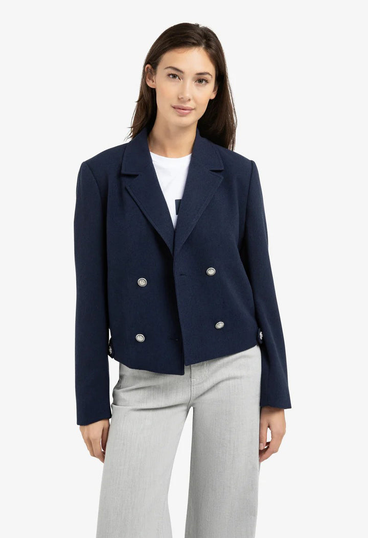 Short double-breasted blazer jacket