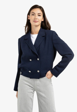 Short double-breasted blazer jacket
