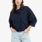Blouse jacket with adjustable waistband and pockets