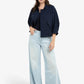 Blouse jacket with adjustable waistband and pockets