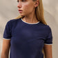 T-shirt with contrasting trim and round neck