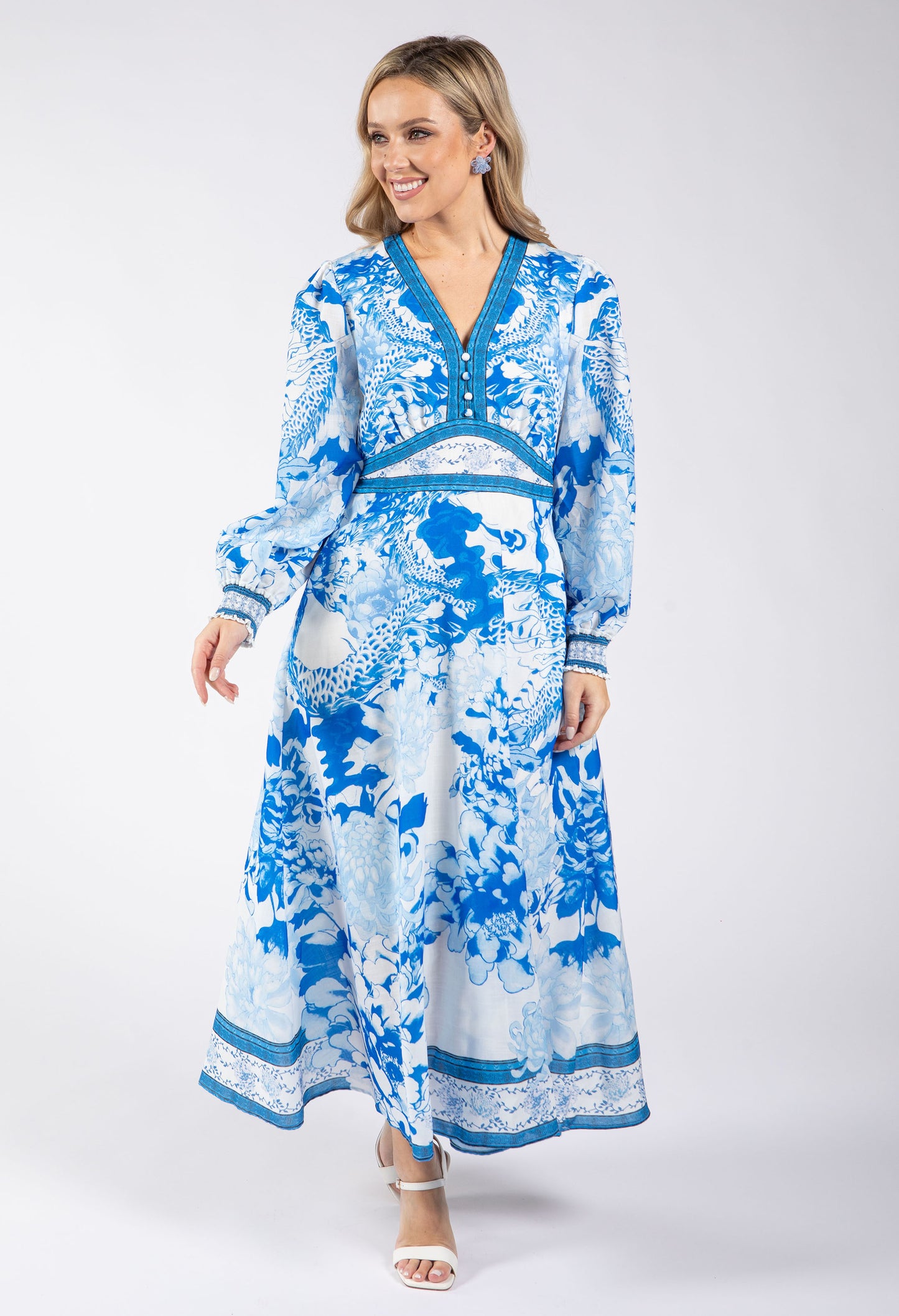 China Print Midi Dress