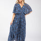 Polka Dot Plisse Pleated Wrap Midi Dress