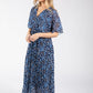 Polka Dot Plisse Pleated Wrap Midi Dress