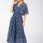 Polka Dot Plisse Pleated Wrap Midi Dress