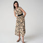 Abstract Print Fit and Flare Dress