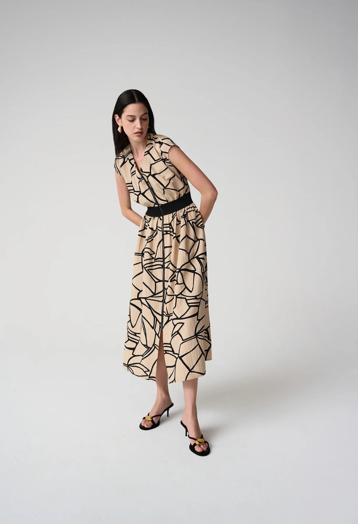 Abstract Print Fit and Flare Dress