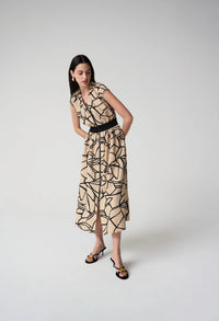 Abstract Print Fit and Flare Dress
