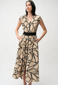 Abstract Print Fit and Flare Dress