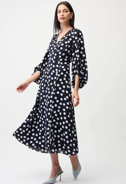 navy polka dot dress