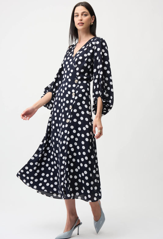 navy polka dot dress