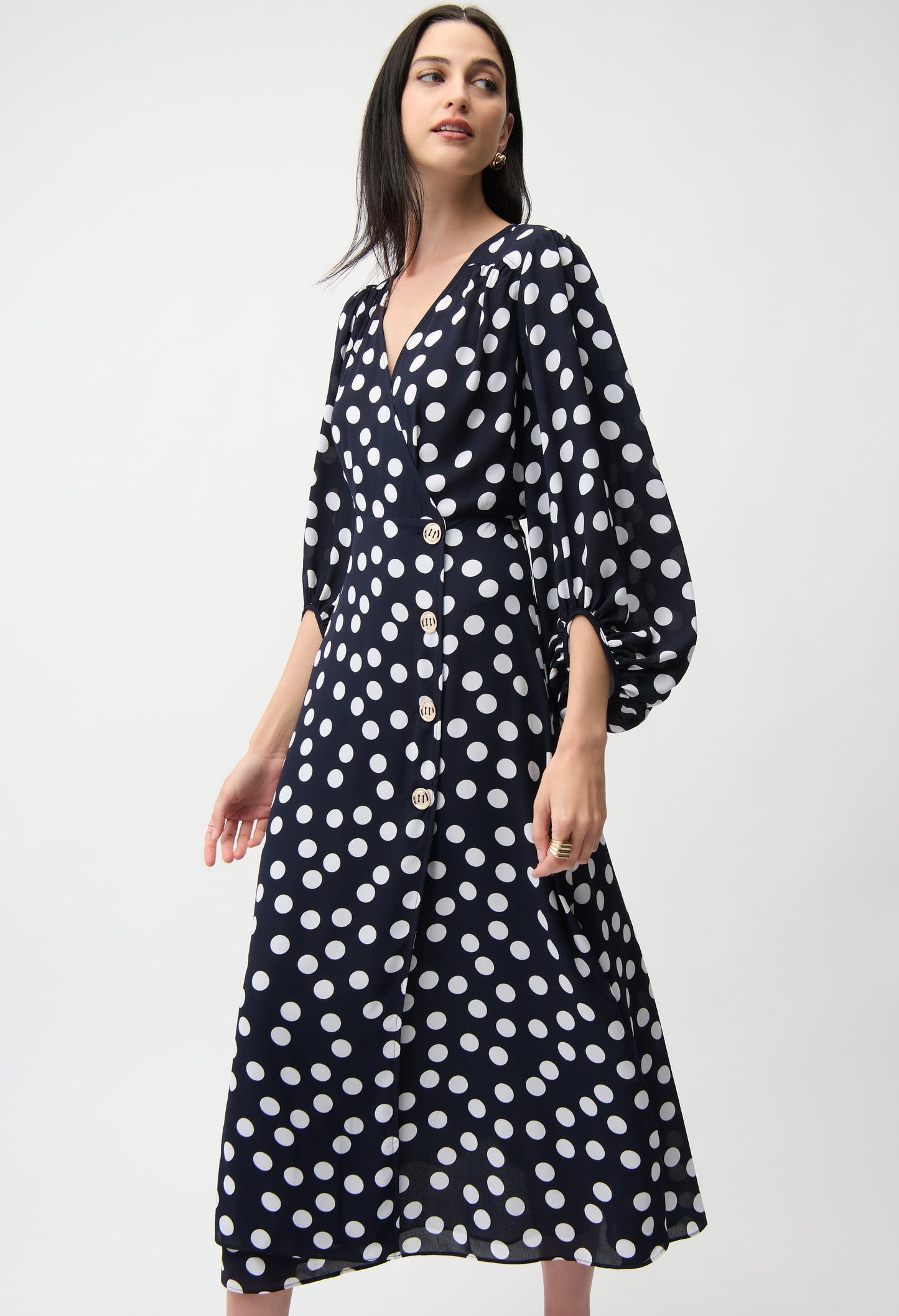 V-neck Polka-dot Wrap Dress