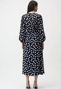 V-neck Polka-dot Wrap Dress