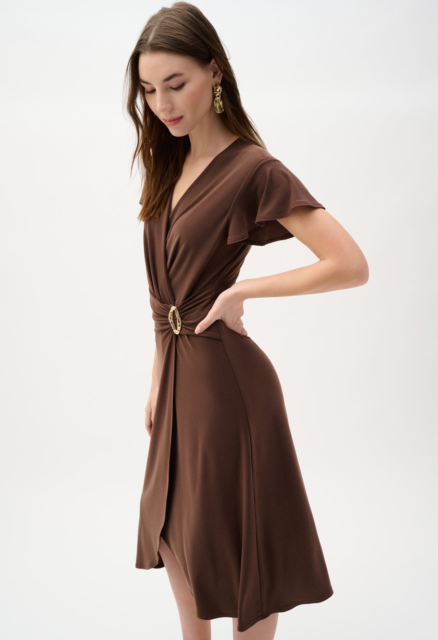 V-neck Belted Wrap Dress