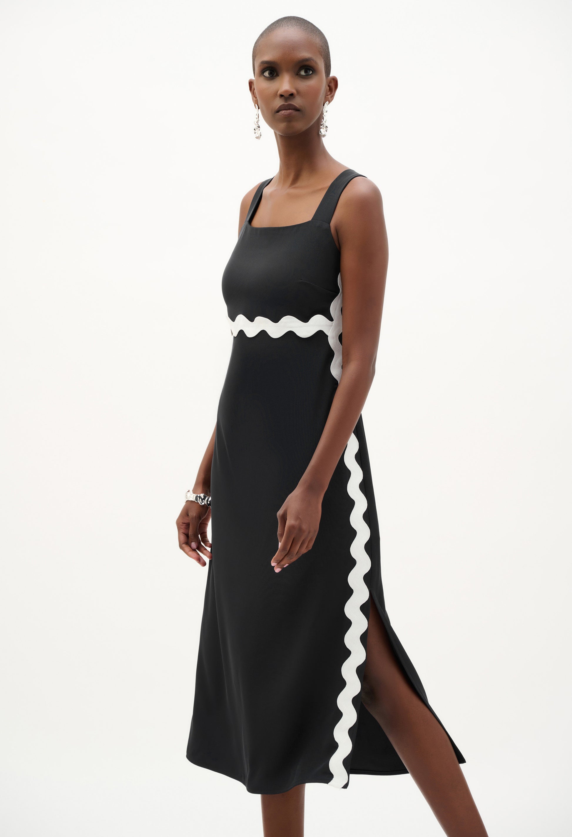 black midi dress