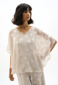 Chiffon Jacquard Polka Dot Poncho Top
