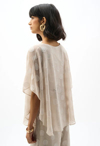 Chiffon Jacquard Polka Dot Poncho Top