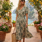 Vine Print Midi Dress
