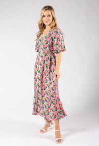 Zia Puff Sleeve Floral Midi Dress