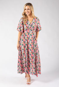 Zia Puff Sleeve Floral Midi Dress