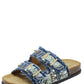 Denim Beaded Double Strap Sandal