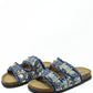 Denim Beaded Double Strap Sandal