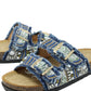 Denim Beaded Double Strap Sandal