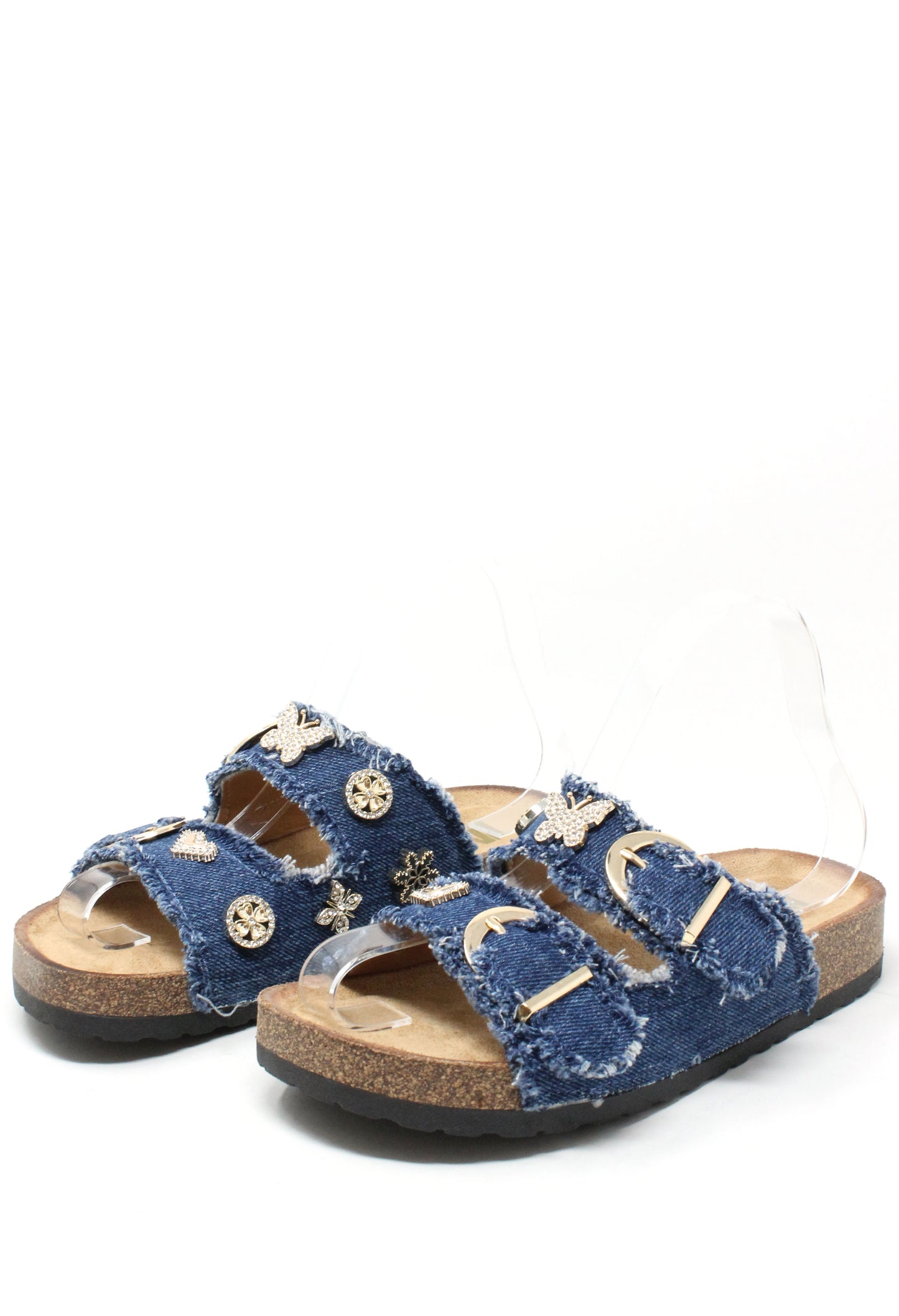 Gem Studded Denim Sandals