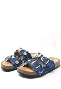 Gem Studded Denim Sandals