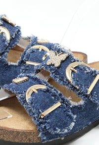 Gem Studded Denim Sandals