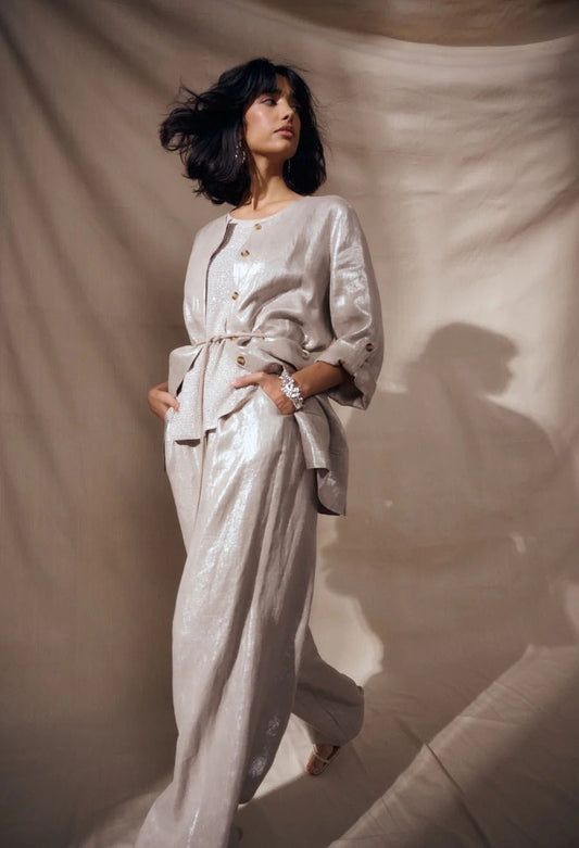 foiled linen jacket