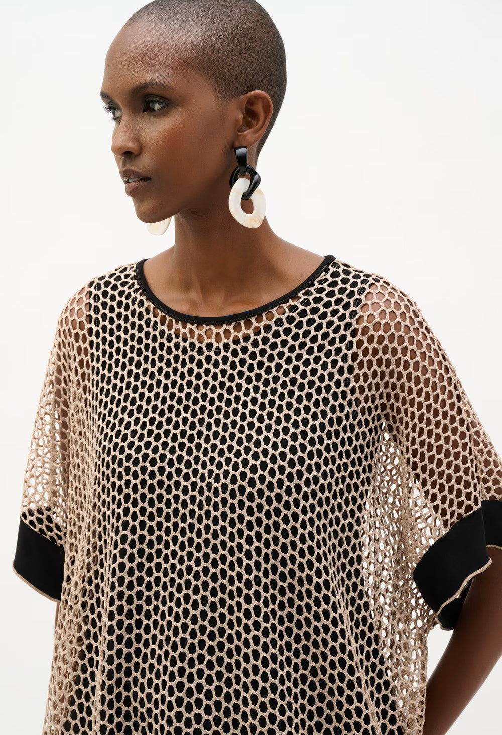 Kimono Sleeve Mesh Pullover